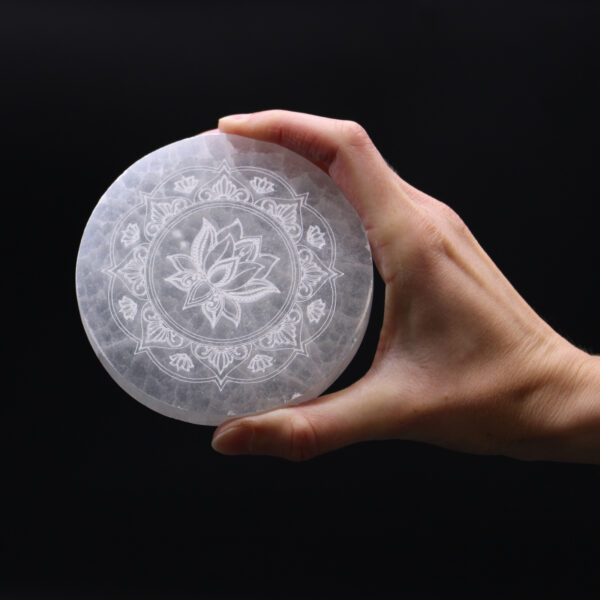 Selenite Medium Charging Plate 10cm - Lotus Mandala - Image 2
